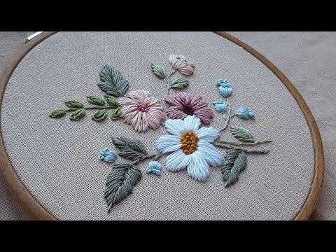A modest FLOWER BOUQUET - Satin Embroidery for beginners