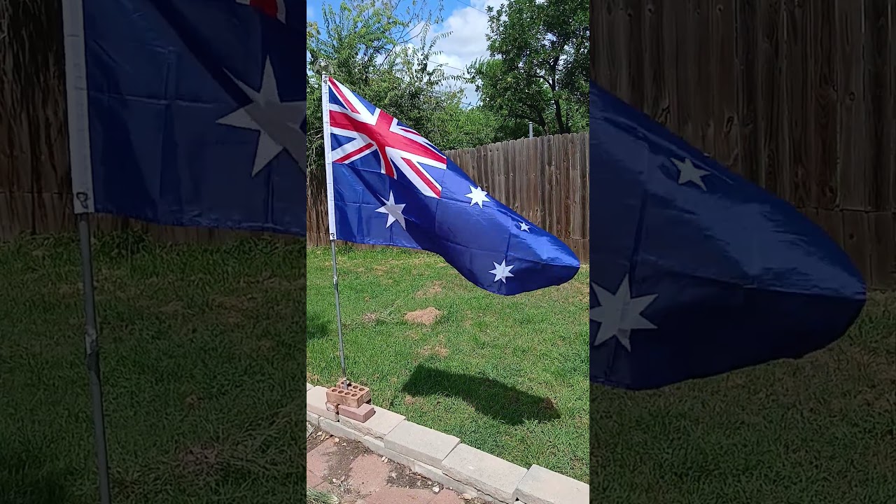 Big flag of Australia waving in the wind