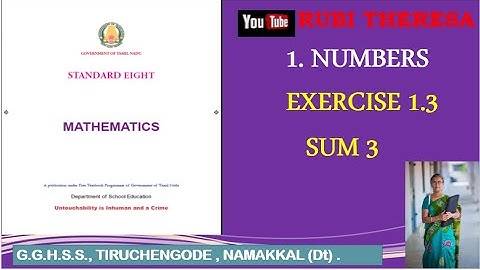 TN  Samacheer Kalvi|   8thMaths  | Exercise  1.3 | Sum 3 |  NUMBERS    | English Medium