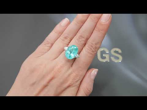 Large neon blue Paraiba tourmaline in oval cut 11.50 carats, Mozambique Video  № 3