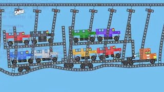 Truck hauling eight hummers across a weak bridge - Bad Piggies screenshot 3