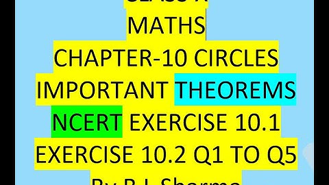 Class 10 Maths CHAPTER 12 CIRCLE | Important Theorems +NCERT  Exercise 10.1 & 10.2 (Q1–Q6) |