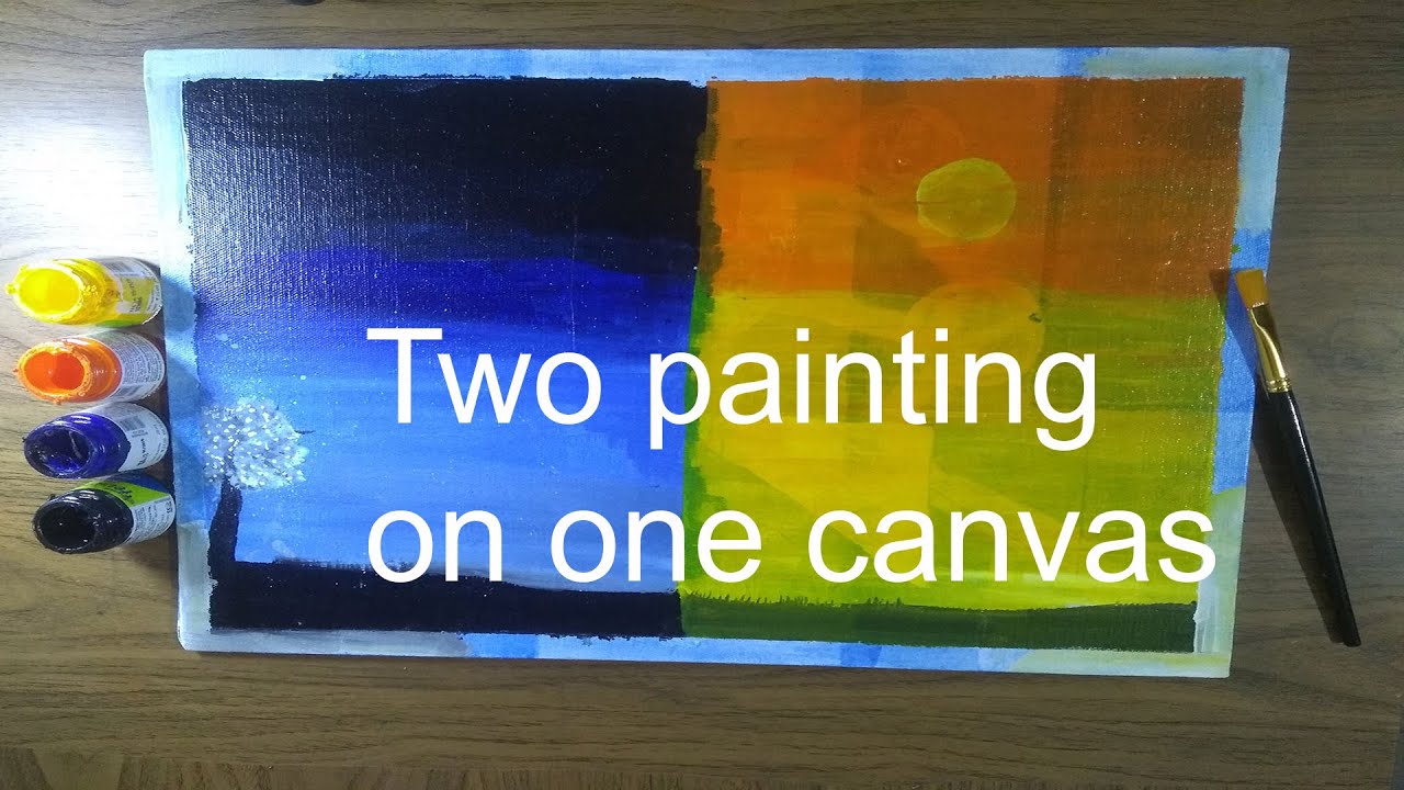  DRAWING TWO PAINTING ON ONE CANVAS - YouTube