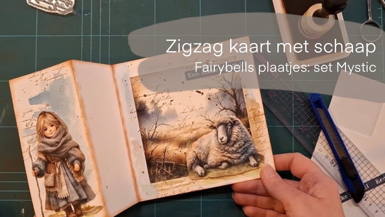 Zigzag kaart met schaap - Fairybells plaatjes: set Mystic