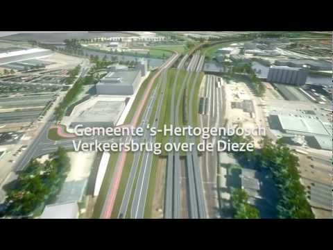 Gemeente 's-Hertogenbosch Verkeersbrug over de Dieze in de Parallelweg.wmv