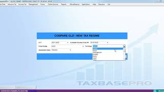 Sinewave's New Regime Report in Taxbase Software screenshot 2