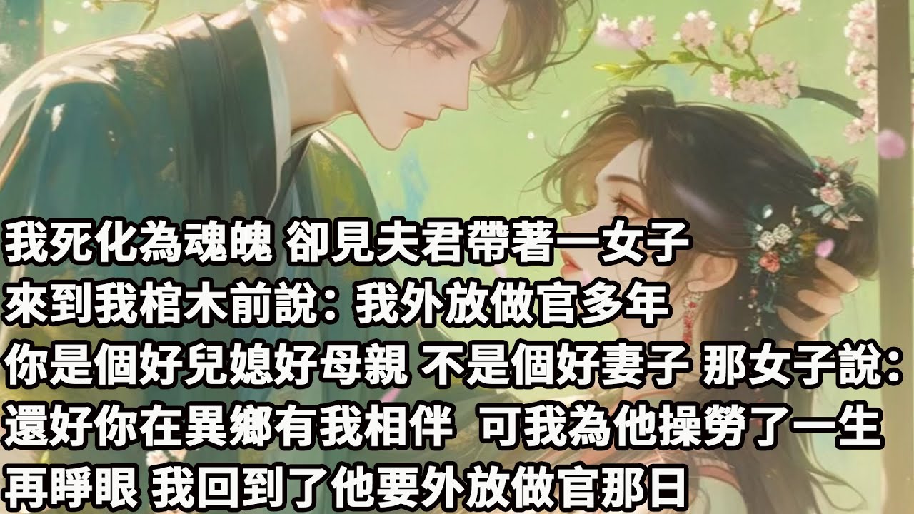 【完结】【一口氣看完】我死化為魂魄，卻見夫君帶著一女子來到我棺木前說：我外放做官多年，你是個好兒媳好母親不是個好妻子，那女子說：還好你在異鄉有我相伴，可我為他操勞了一生，再睜眼我回到了他要外放做官那日