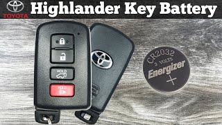 2014  2019 Toyota Highlander Key Fob Battery Replacement  How To Change Replace Remote Batteries