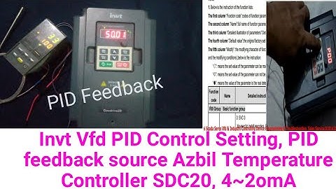 Invt Vfd PID Control Setting, PID feedback source Azbil Temperature Controller SDC20, 4~2omA
