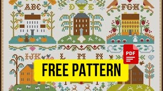 🏠 “ABC Samplers House” – free cross stitch pattern. Primitive. PDF printable
