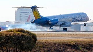 Allegiant Air Md-83 Smoky Landing At Lax