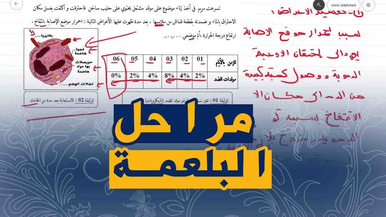 علوم طبيعية السنة الرابعة متوسط تمرين على البلعمة الاستجابة المناعية اللانوعية