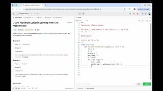 leetcode 3090  Maximum Length Substring With Two Occurrences | two pointer sliding window