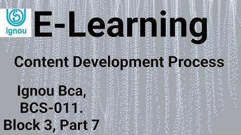 E-Learning Content Development Process, BCS-011 Block 3, Unit 3, Part 7 Video