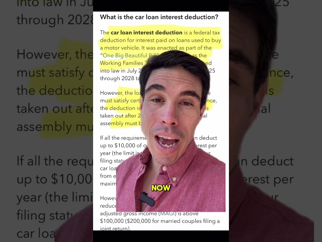 "New Tax Break: Deduct Your Car Loan Interest"