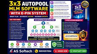 3x3 Autopool MLM Software with E-Pin System | Automated MLM Software | Best MLM Software 2026