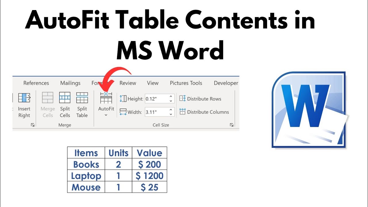 How to AutoFit Table Contents in MS Word | Resize Table Automatically ...