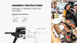 Royal Gourmet® GT2005 PORTABLE 2-BURNER TABLETOP GAS GRILL | Assembly Instructions