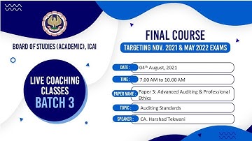 Final Paper 3 AAPE | Topic: Auditing Standards | Session 1 | 04 August, 2021
