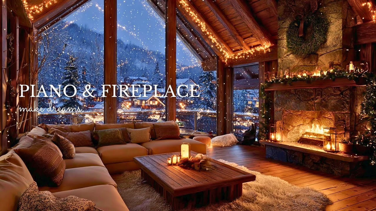 Relaxing Piano Music & Cozy Fireplace Ambience ️ Winter Sleep, Study ...