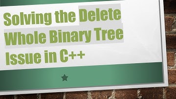 Solving the Delete Whole Binary Tree Issue in C+ +