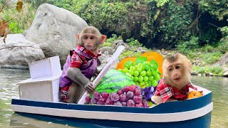 Bim Bim rowes a boat to pick fruit for baby monkey Obi screenshot 2