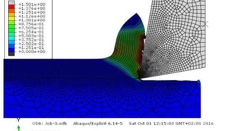 Abaqus CAE explicit coupled thermo-mechanical orthogonal cutting PEEQ 1