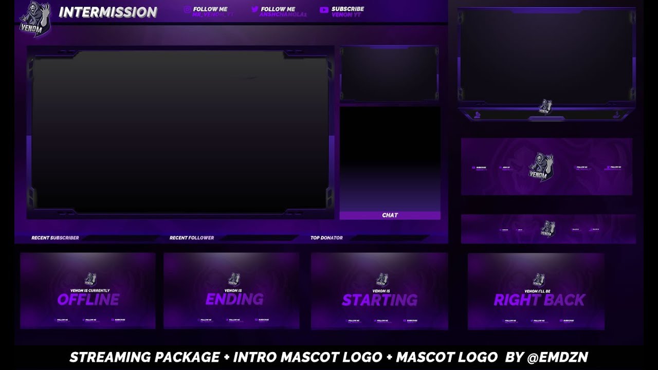 FULL PACKAGE STREAM OVERLAY FOR FORTNITE , CSGO , BRAWS STARS | INTRO & OUTRO ANIMATED  | @EMDZN