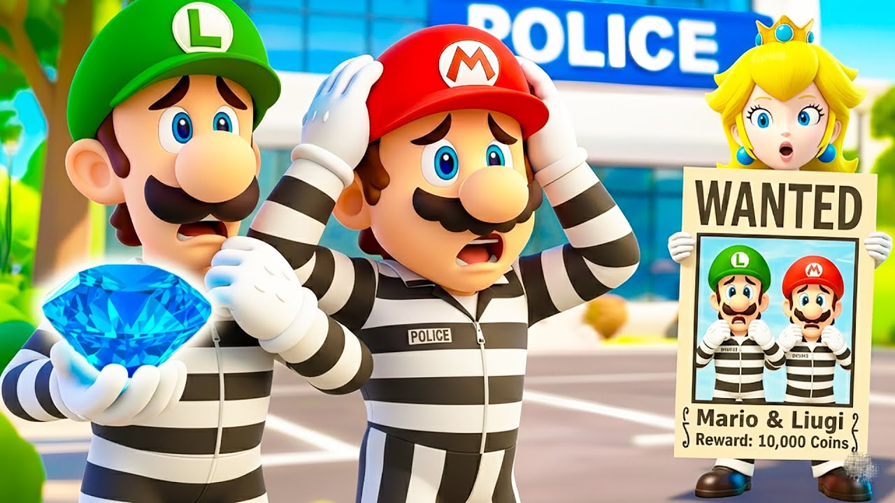 ¡MARIO E LUIGI ROUBARAM O DIAMANTE! - A polícia está nos procurando | Animação de Super Mario