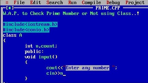 C++ program to check Prime Number or Not using Class | Prime number program in c++ using for loop