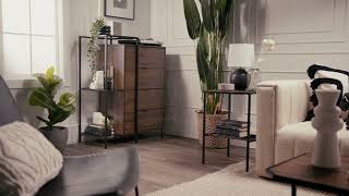Isabella 4-Drawer Wood and Glass Accent Chest - Dark Walnut