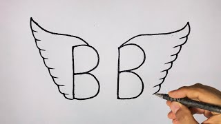 How To Draw Parrot From BB Letter l Drawing Pictures l Parrot Drawing l Letter Drawing l Art Tricks