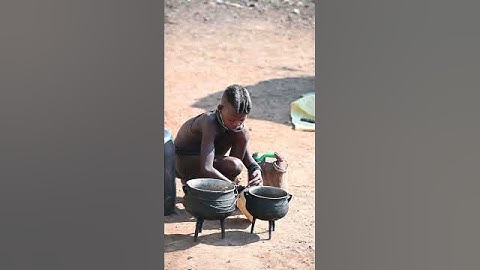 Girl from Himba tribe helps to do chores #himba #africa #namibia #tribe #tribal #tribes #triballife