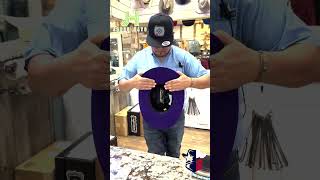 Jobes Hat Store working his magic on a purple Rodeo King. With some branding.