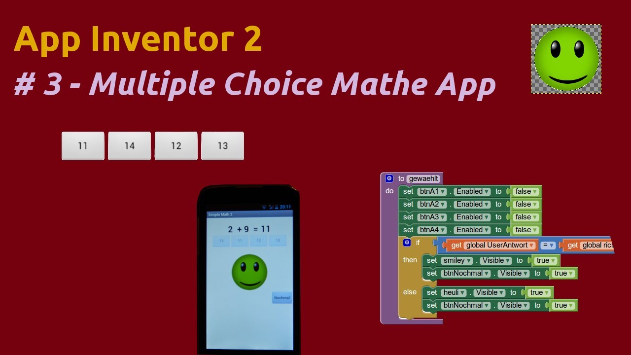 App Inventor 2 Multiple Choice Mathe App