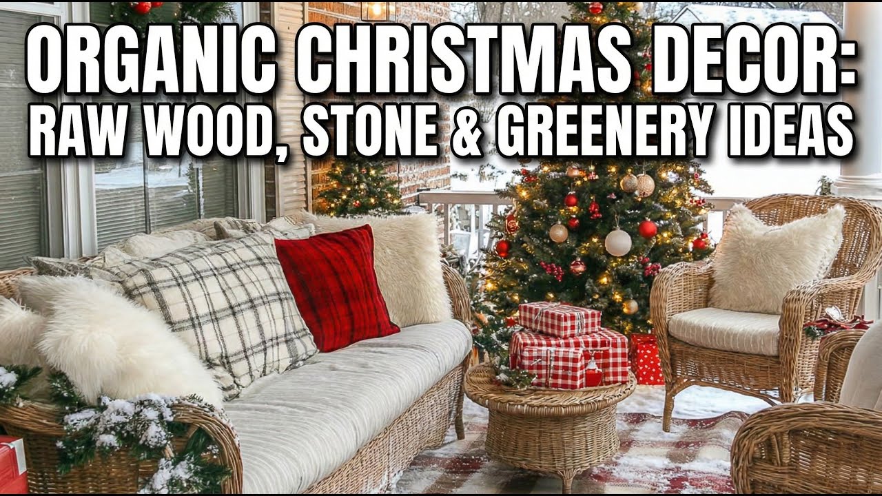 Organic Christmas Decor: Raw Wood, Stone & Greenery Ideas