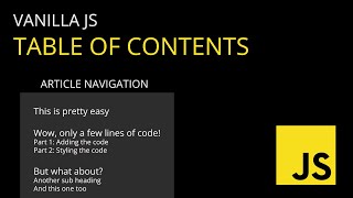 Live coding a Vanilla JS Table of Contents
