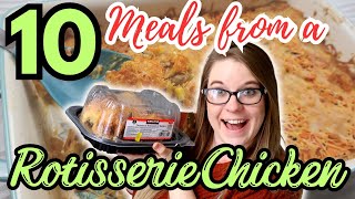 10 AMAZING Recipes using Rotisserie Chicken | Cheap & Easy Recipes for a Large family  | Dump & Go