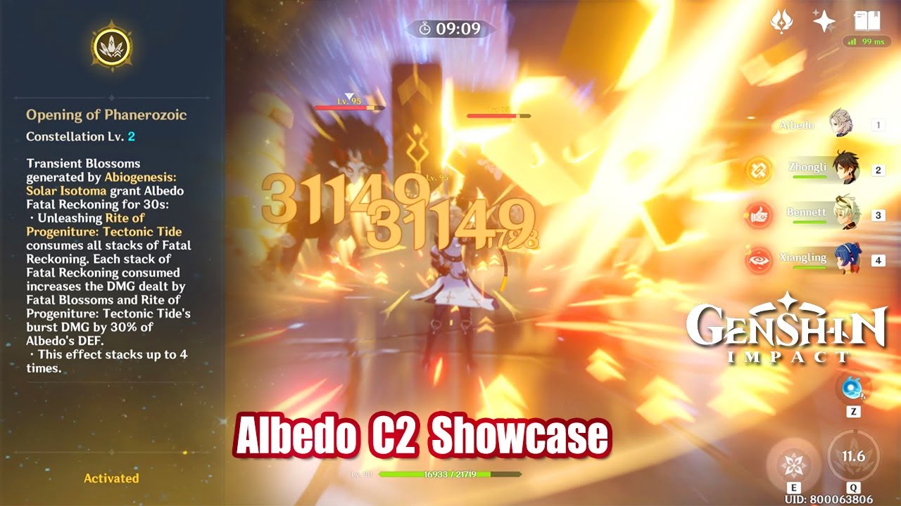 Genshin Impact - Albedo C2 Next Level Gameplay Damage Test - Def Build Showcase