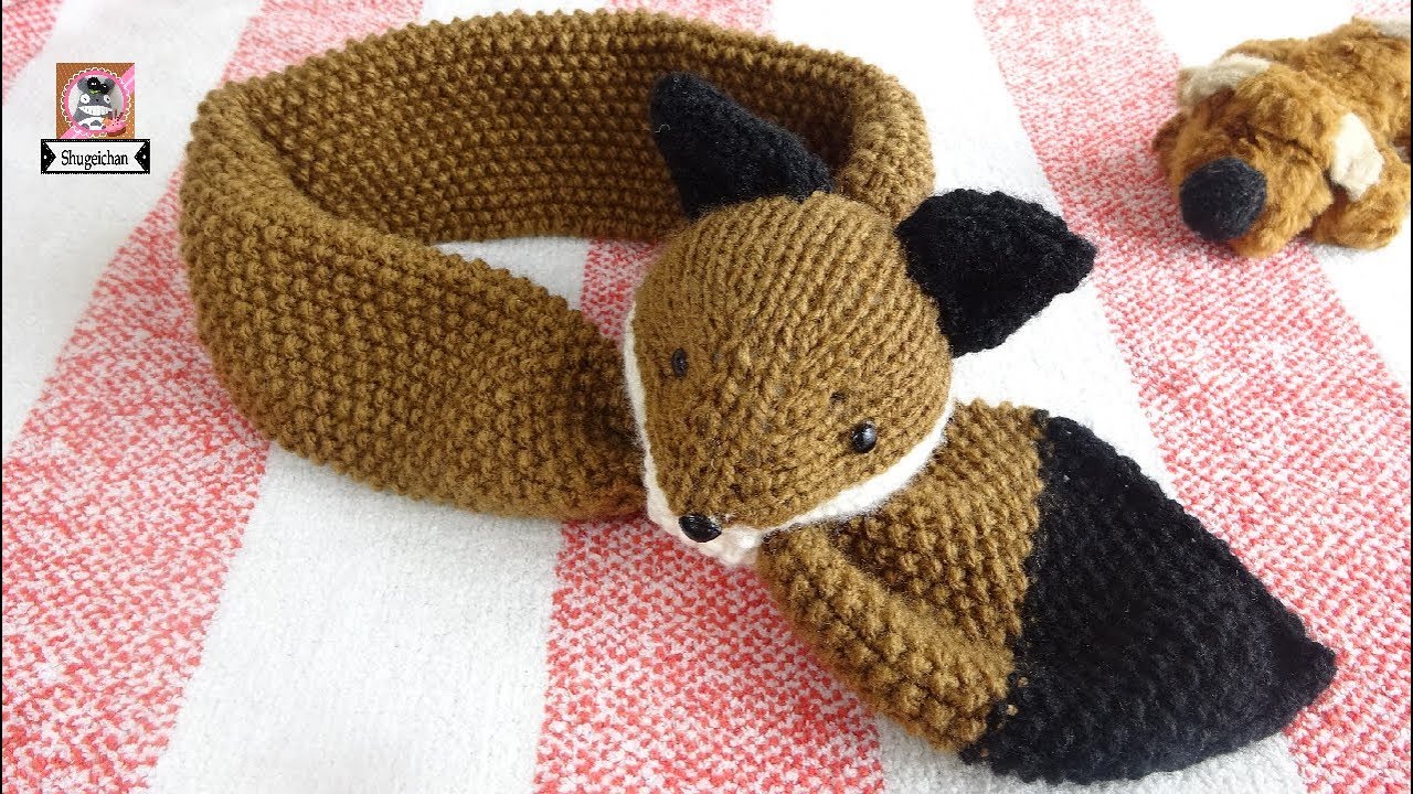 Knitted scarf in shape of a Fox with - YouTube