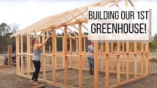 Building our 1st Greenhouse! || Greenhouse Gardening || DIY Greenhouse Build!