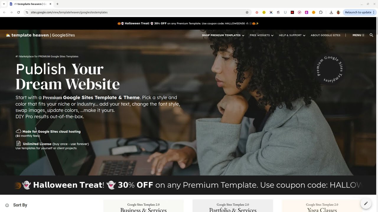 Google Sites header design with SitesBuddy widgets - Marquee bar and Spinning text