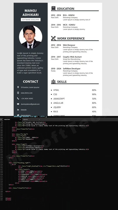 How to Create Resume Website using HTML and CSS | Resume CV design in ...
