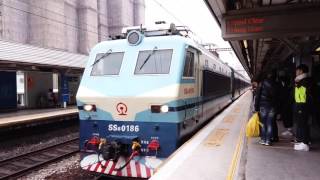 [HD] The Southbound Through Train Z807 (GuangZhou to Kowloon) SS8 0186 + 25T at Tai Wai Station