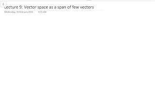 Lecture 9: Linear Algebra ( Spanning set of a vector space. )