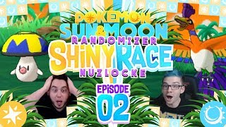 TWO INSANE SHINY POKEMON!! Pokemon Sun and Moon Randomizer Shiny Race Nuzlocke w/ MandJTV! Episode 2