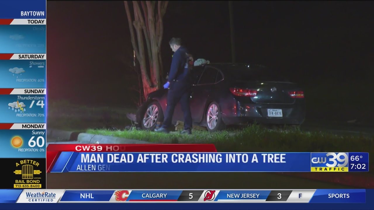 Man dead after crashing into a tree in south Houston - YouTube