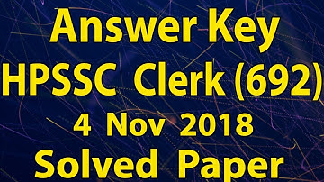 HPSSC Clerk (692) - 4 Nov 2018 - Answer Key - Solved Paper Clerk