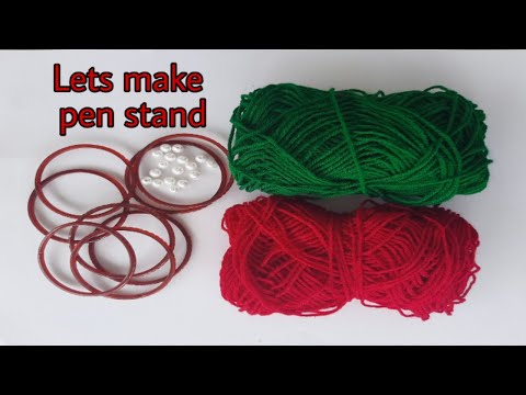 How to make pen stand with old bangles| Diy pen holder| Best out of waste| Reuse idea|Desk organizer