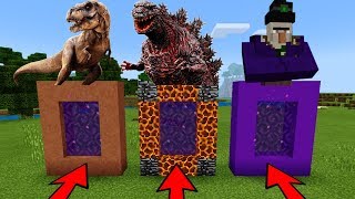 DO NOT CHOOSE THE WRONG PORTAL in Minecraft PE (T Rex, Godzilla & Mutant Witch) | MCPE Journalist DO NOT CHOOSE THE WRONG PORTAL in Minecraft PE (T Rex, Godzilla & Mutant Witch) | MCPE Journalist